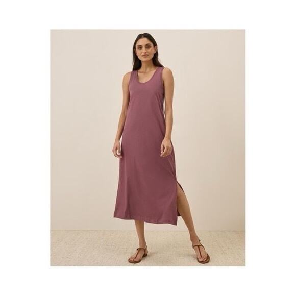 Pact NWT Softspun A Line Midi Tank Dress L Organic Cotton Rose Pink Large - Picture 1 of 9